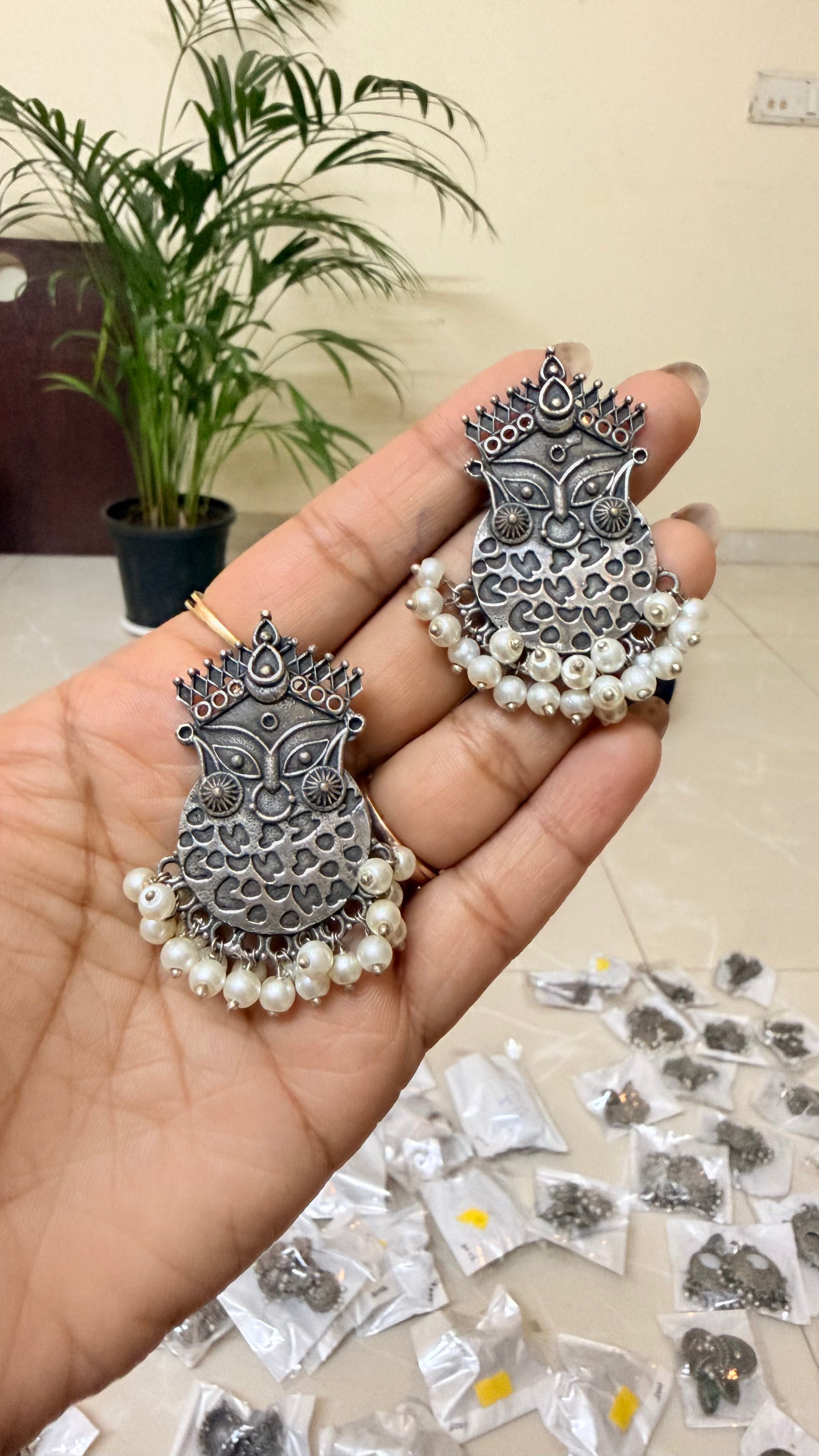 Devi Darshan Pearl Chandelier Earrings