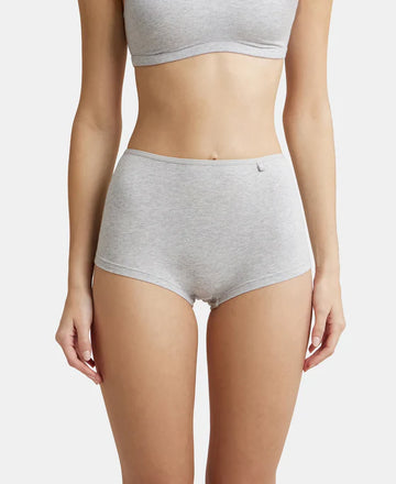 Jockey SS04 Women's High Coverage Super Combed Cotton Elastane Stretch Mid Waist Boy Shorts with Concealed Waistband and Stay Fresh Treatment