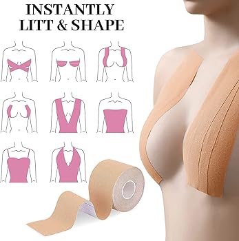 BODY TAPE BOOB TAPE FOR INSTANT LIFT AND SHAPE WITH 2 NIPPLE COVERS