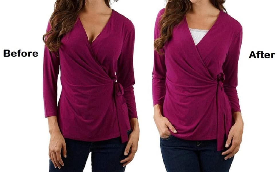 Lace Cleavage Cover Insert/ Deep Closer | Modesty Panel for Low Neckline Tops & Dresses | Cotton & Lace, 3 Colors in 1 Pack – Free Size