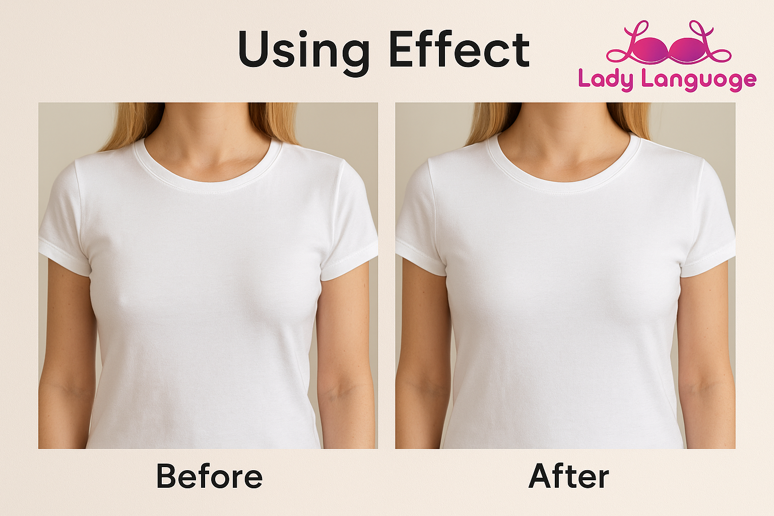 Lady Language nipple pad before/after comparison